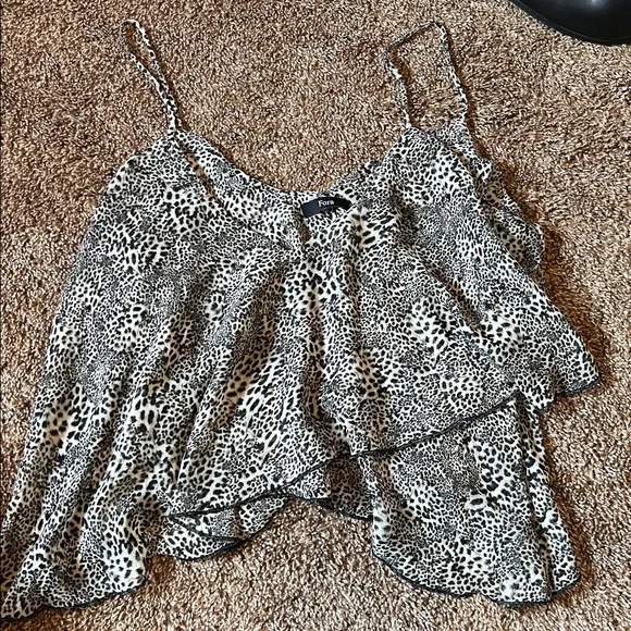 Fora Animal Print Ruffle Top - Picture 1 of 1